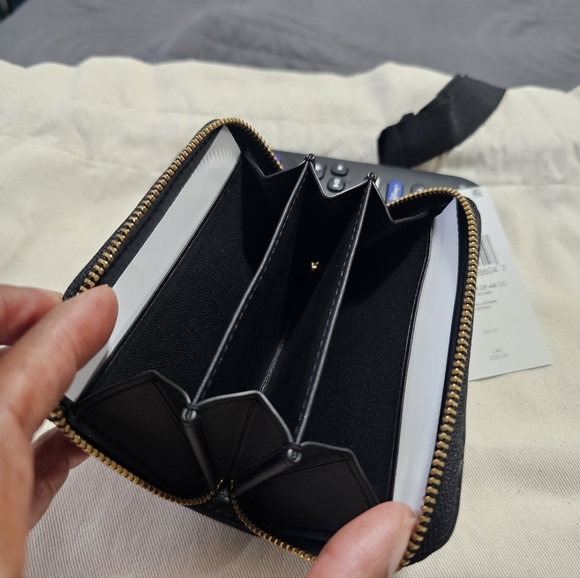 Coach Black Quilted Card Case with Gold Accents - Picture 6 of 10